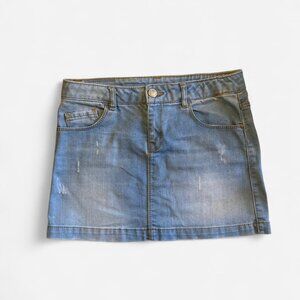 Zara Denim Mini Skirt Low Rise in Lightwash